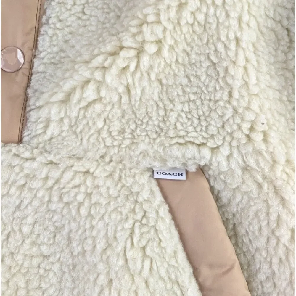 Coach Sherpa Pullover Jacket Cream Tan NWT $598 Size Large  F300